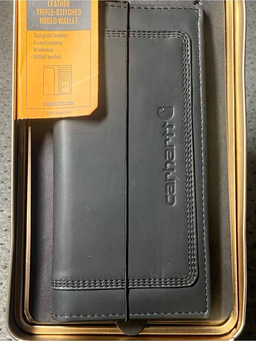 Carhartt Leather Triple-Stitched Rodeo Wallet Black WW0214 6 Card Pocket NWT